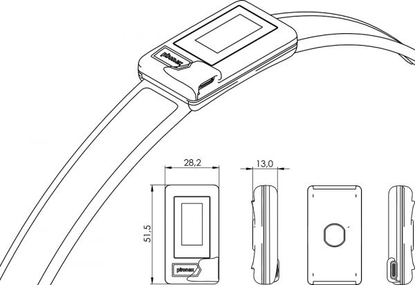 Heat measurement device on the wrist, technical sketch